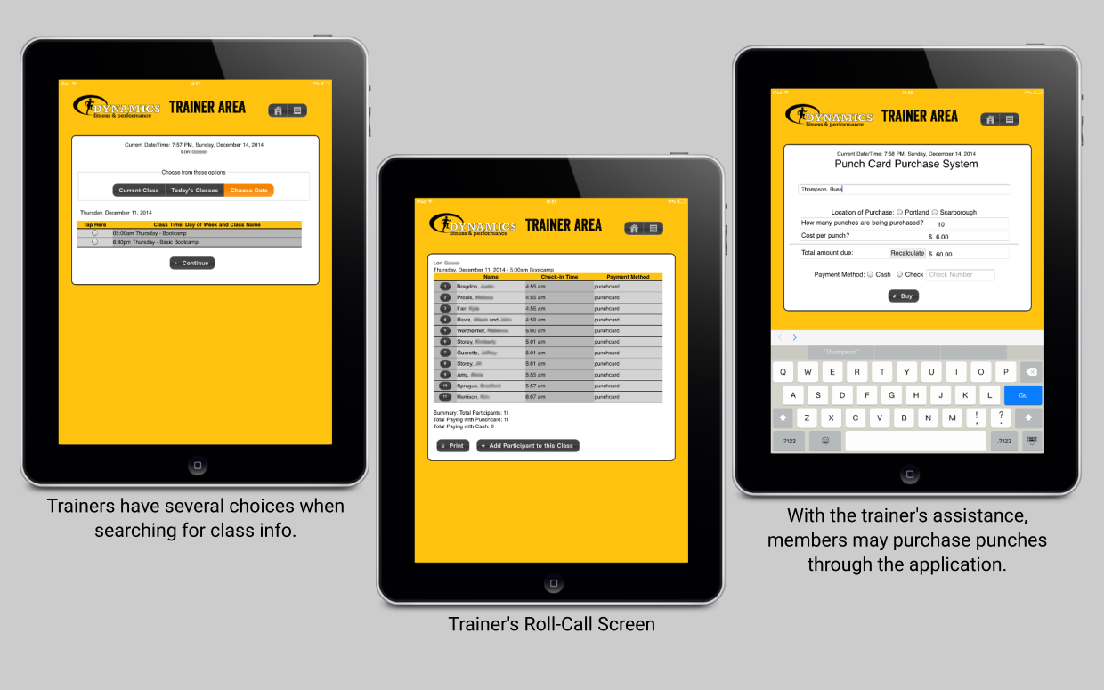 Trainer Screens